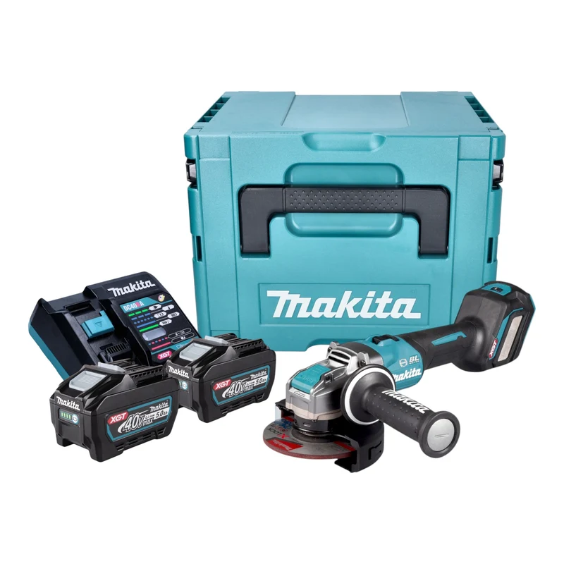Makita GA 041 GT201 Akku Winkelschleifer 40 V max. 125 mm X-LOCK Brushless + 2x Akku 5,0 Ah + Ladegerät + Makpac