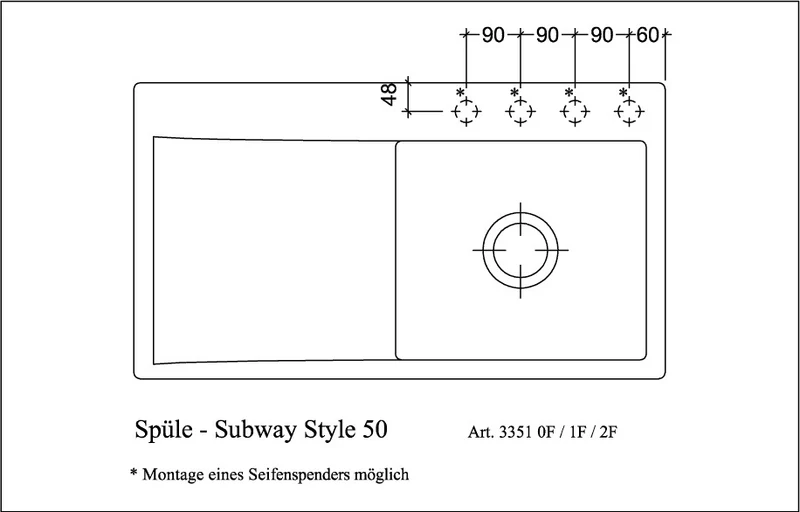 VILLEROY & BOCH SP Subway Style 50 Flat 880x490mm IB re Keram. Ebony cplus