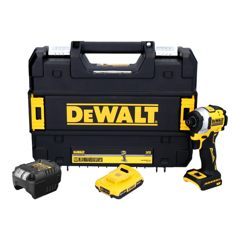 DeWalt DCF 850 D1T Akku Schlagschrauber 18 V 205 Nm 1/4" Brushless + 1x Akku 2,0 Ah + Ladegerät + TSTAK