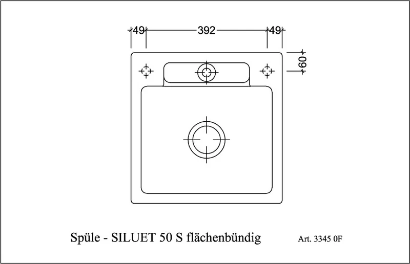 VILLEROY & BOCH SP Siluet 50 S flat 470x470mm aus TitanCeram Ebony cplus