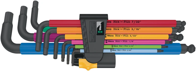 WERA Winkelschraubendrehersatz 950/9 Hex-Plus Multicolour Imperial 2, 9-teilig, zöllig, Kugelkopf
