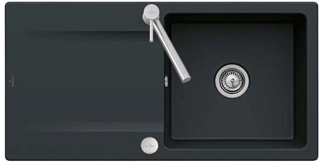 VILLEROY & BOCH SP Siluet 60 flat 980x490mm TitanCeram Ebony cplus