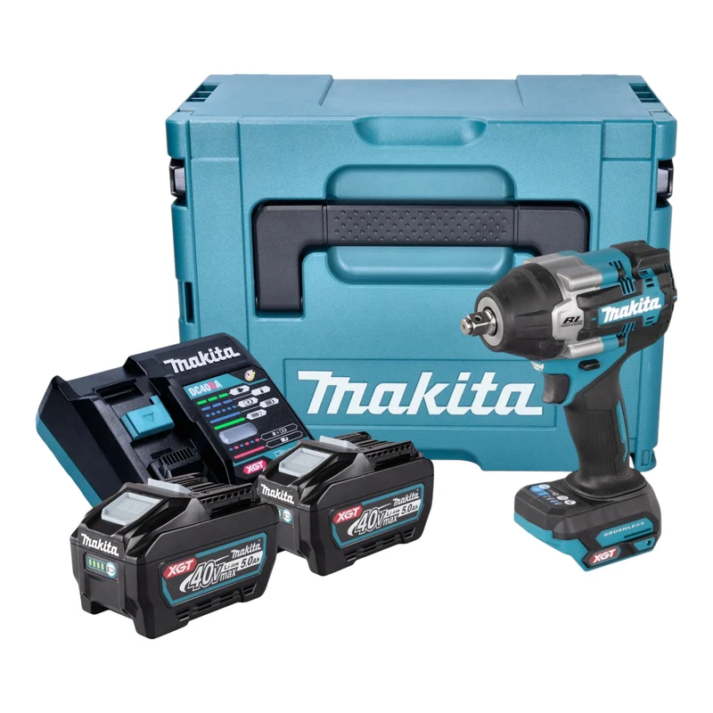 Makita TW 007 GT201 Akku Schlagschrauber 40 V max. 760 Nm 1/2'' Brushless + 2x Akku 5,0 Ah + Ladegerät + Makpac