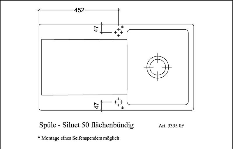 VILLEROY & BOCH SP Siluet 50 flat 880x490mm IB reversibel aus TitanCeram Ebony cplus