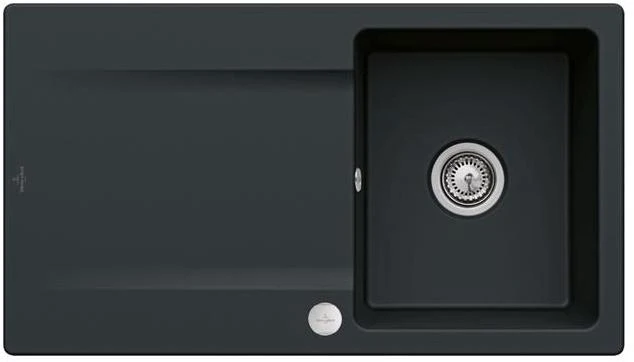 VILLEROY & BOCH SP Siluet 50 flat 880x490mm IB reversibel aus TitanCeram Ebony cplus