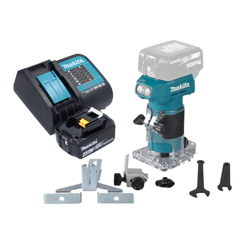 Makita DRT 52 SM1 Akku Kantenfräse 18 V 6 mm Brushless + 1x Akku 4,0 Ah + Ladegerät