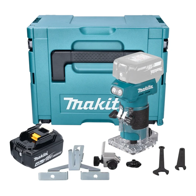 Makita DRT 52 M1J Akku Kantenfräse 18 V 6 mm Brushless + 1x Akku 4,0 Ah + Makpac - ohne Ladegerät