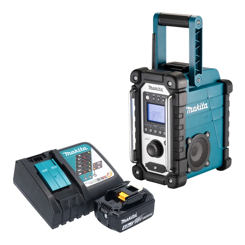 Makita DMR 116 RM1 Akku Baustellenradio 14,4 - 18 V AM FM AUX + 1x Akku 4,0 Ah + Ladegerät