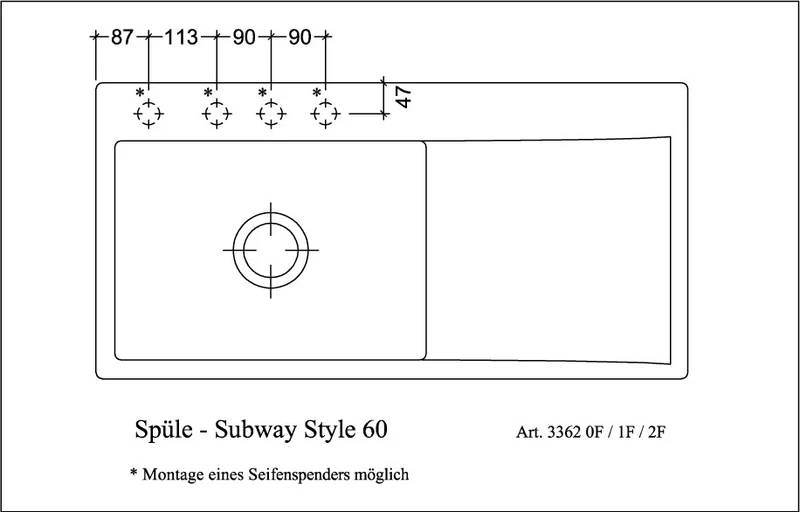 VILLEROY & BOCH SP Subway Style 60 Flat 980x490mm IB li Keram. Ebony cplus