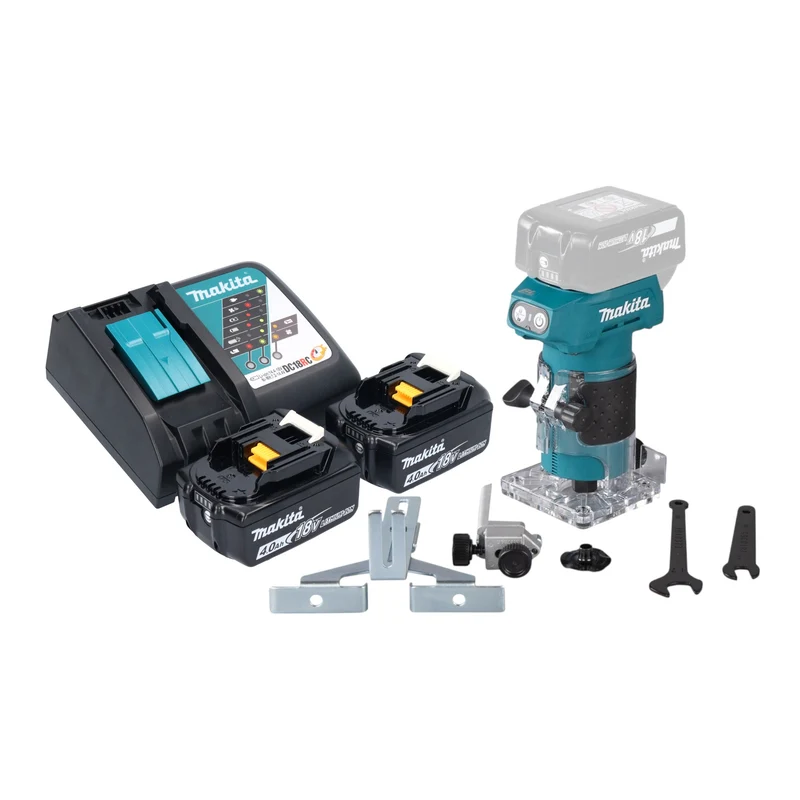 Makita DRT 52 RM Akku Kantenfräse 18 V 6 mm Brushless + 2x Akku 4,0 Ah + Ladegerät