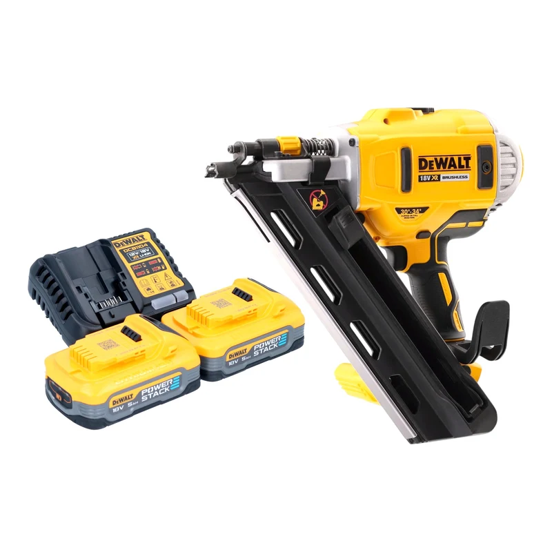 DeWalt DCN 692 H2 Akku Streifennagler 18 V 50 - 90 mm Brushless + 2x Powerstack Akku 5,0 Ah + Ladegerät