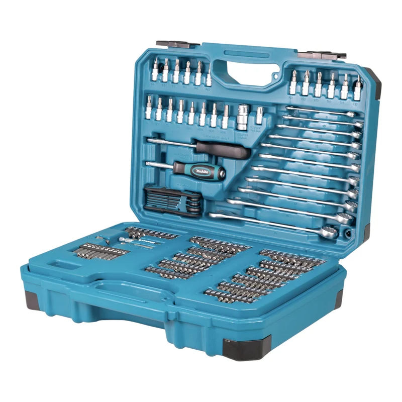 Makita E-17980 Werkzeug Set 231 tlg. 5/16" / 1/4" / 1/2" Schraubendreher / Ratsche / Schraubenschlüssel / Bits + Koffer