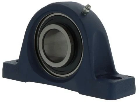 SKF Stehlager-Gehäuseeinheit SY45 TF 45 mm mit Gewindestiften – Grauguss, dunkelblau/grau