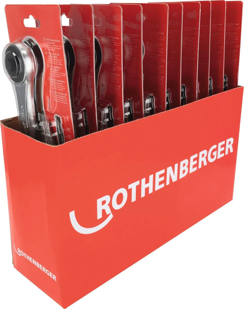 ROTHENBERGER Stufenschlüsselset 3/8-1/2-3/4-1 Zoll Antriebsvierkant 1/2 Zoll mit Ratsche