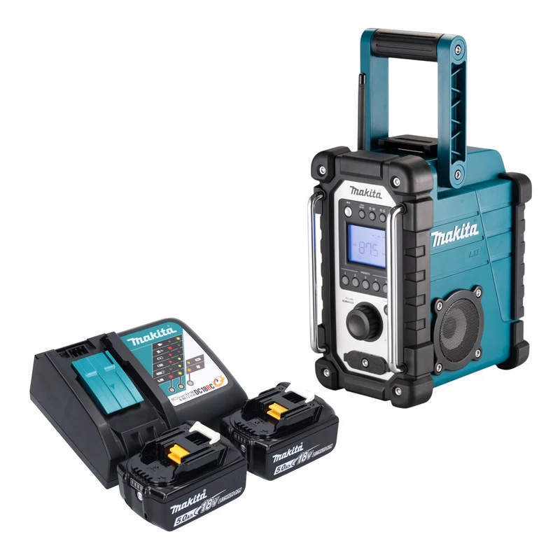 Makita DMR 116 RT Akku Baustellenradio 14,4 - 18 V AM FM AUX + 2x Akku 5,0 Ah + Ladegerät