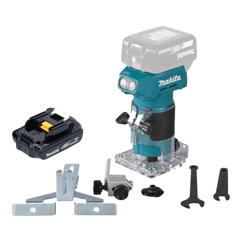 Makita DRT 52 Y1 Akku Kantenfräse 18 V 6 mm Brushless + 1x Akku 1,5 Ah - ohne Ladegerät
