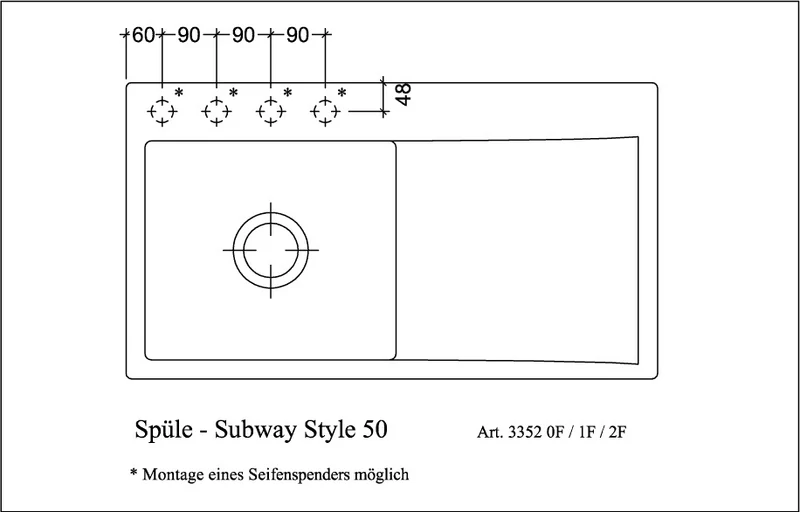 VILLEROY & BOCH SP Subway Style 50 Flat 880x490mm IB li Keram. Ebony cplus