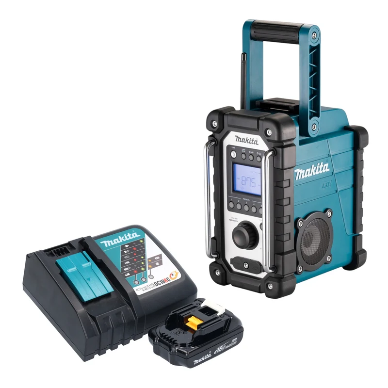 Makita DMR 116 RY1 Akku Baustellenradio 14,4 - 18 V AM FM AUX + 1x Akku 1,5 Ah + Ladegerät