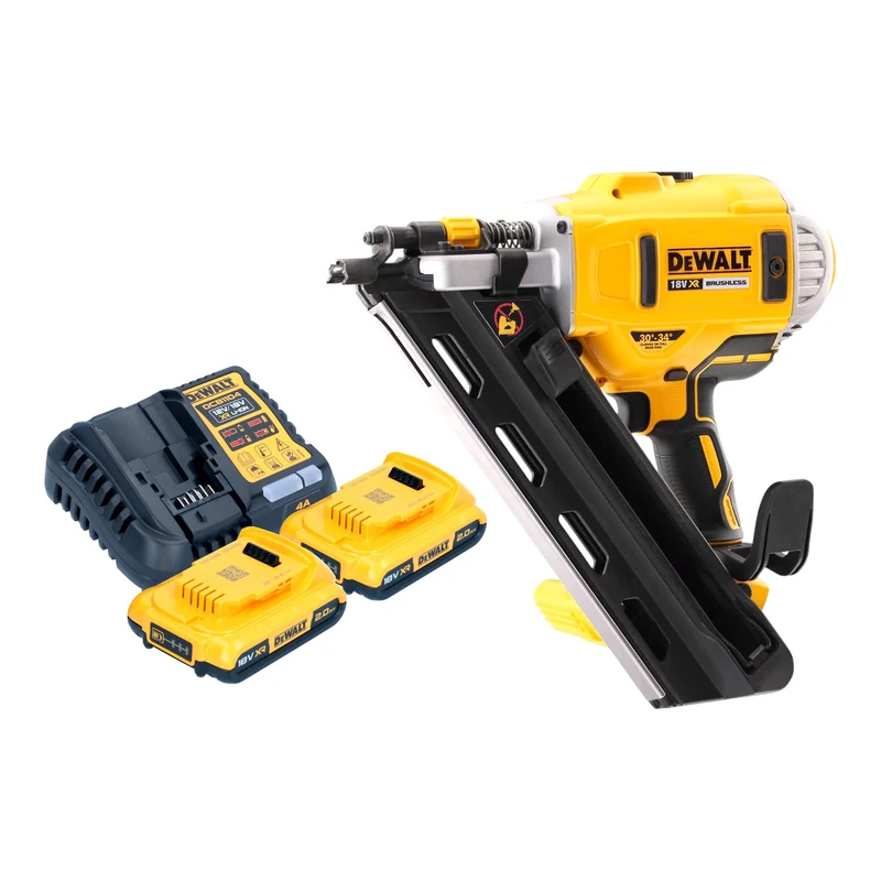 DeWalt DCN 692 D2 Akku Streifennagler 18 V 50 - 90 mm Brushless + 2x Akku 2,0 Ah + Ladegerät