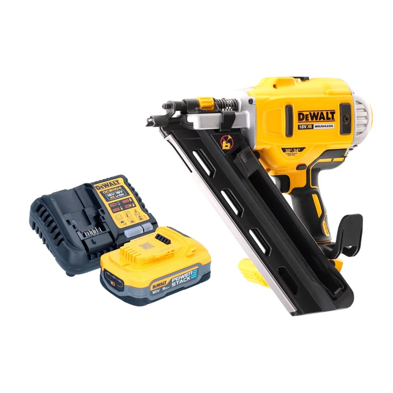 DeWalt DCN 692 H1 Akku Streifennagler 18 V 50 - 90 mm Brushless + 1x Powerstack Akku 5,0 Ah + Ladegerät