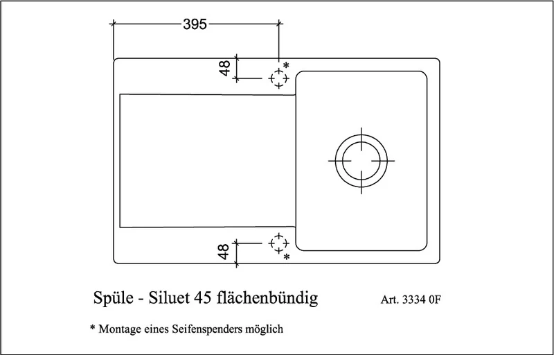 VILLEROY & BOCH SP Siluet 45 flat 780x490mm IB reversibel aus TitanCeram Ebony cplus