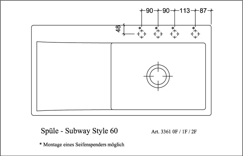 VILLEROY & BOCH SP Subway Style 60 Flat 980x490mm IB re Keram. Ebony cplus