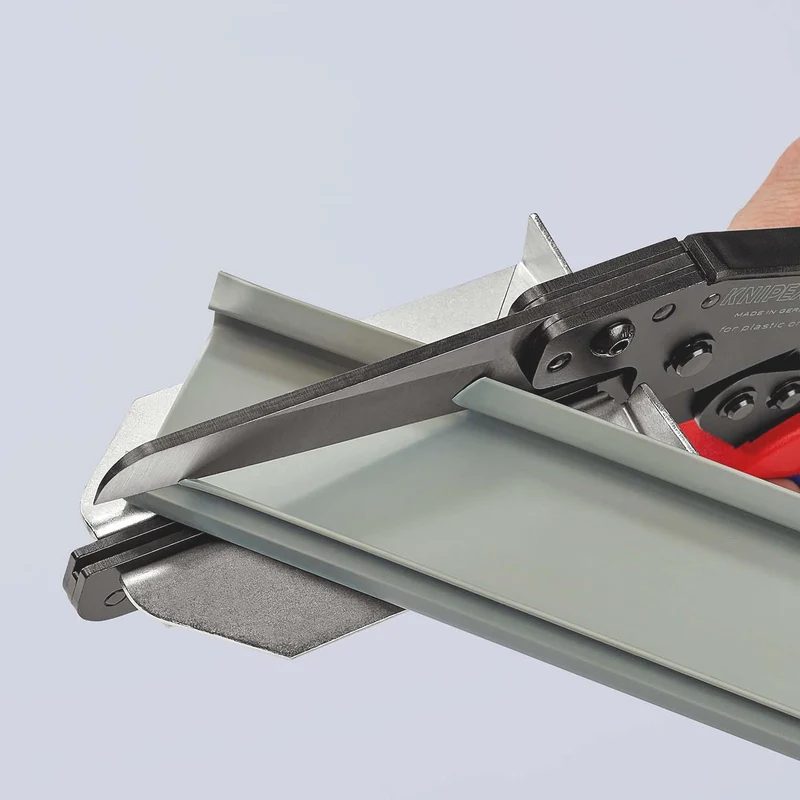 KNIPEX Kunststoffschere für Kabelkanäle bis 4 mm – Kniehebelübersetzung, 275 mm