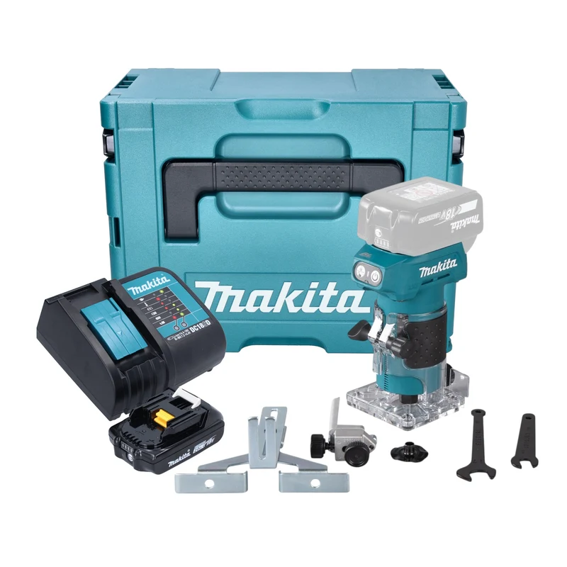 Makita DRT 52 SA1J Akku Kantenfräse 18 V 6 mm Brushless + 1x Akku 2,0 Ah + Ladegerät + Makpac