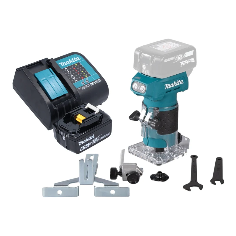 Makita DRT 52 SG1 Akku Kantenfräse 18 V 6 mm Brushless + 1x Akku 6,0 Ah + Ladegerät