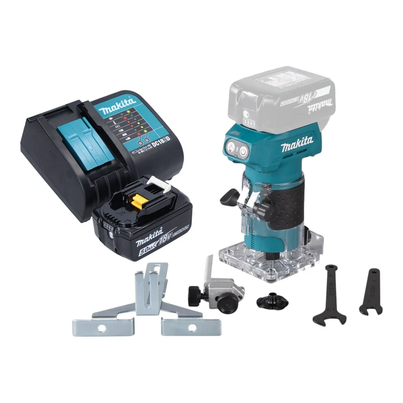 Makita DRT 52 ST1 Akku Kantenfräse 18 V 6 mm Brushless + 1x Akku 5,0 Ah + Ladegerät