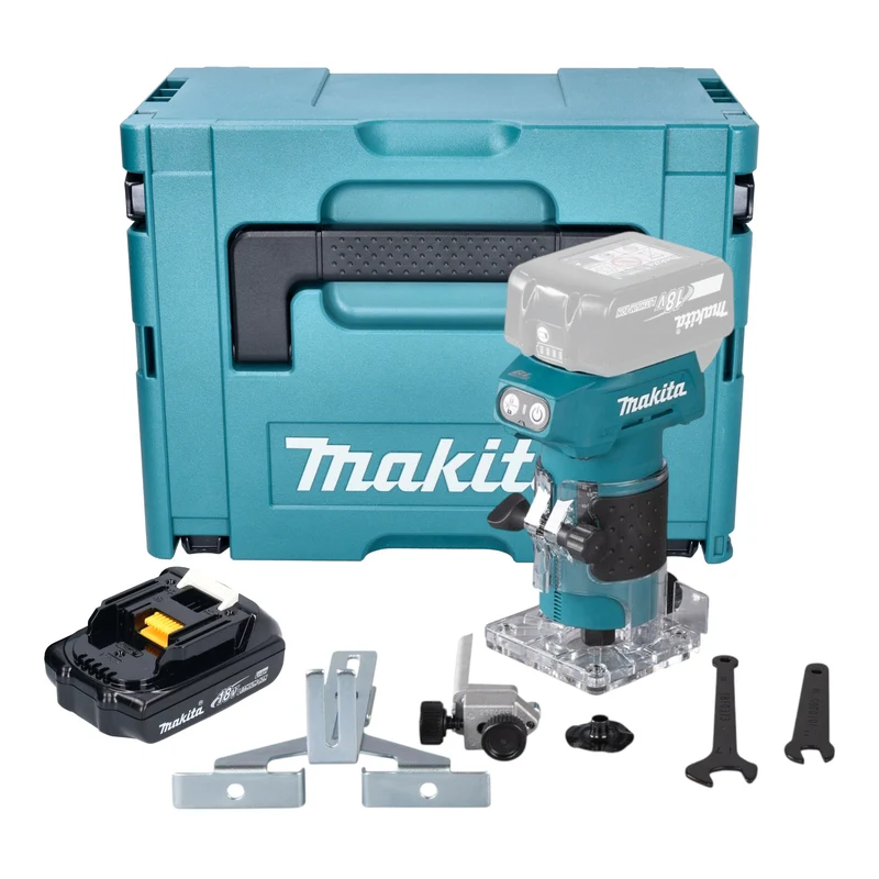 Makita DRT 52 Y1J Akku Kantenfräse 18 V 6 mm Brushless + 1x Akku 1,5 Ah + Makpac - ohne Ladegerät