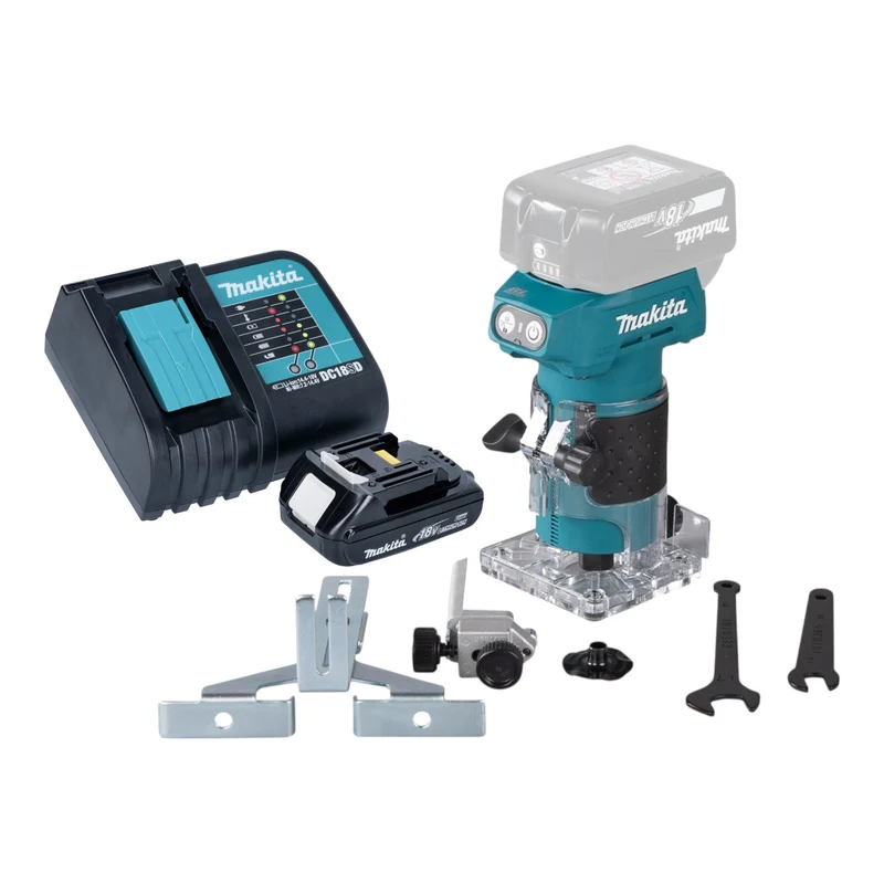 Makita DRT 52 SY1 Akku Kantenfräse 18 V 6 mm Brushless + 1x Akku 1,5 Ah + Ladegerät