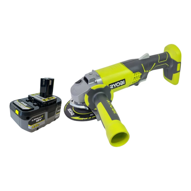 RYOBI R18AG-0 Akku Winkelschleifer 18 V ONE+ 115 mm + 1x Akku 4,0 Ah - ohne Ladegerät