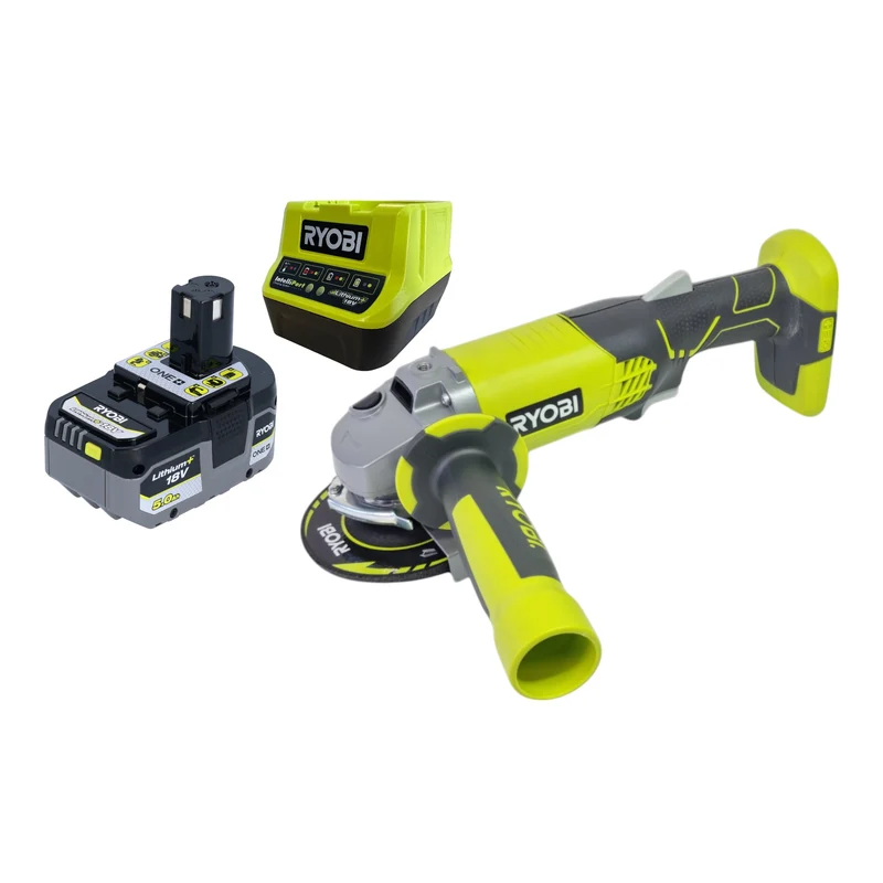 RYOBI R18AG-0 Akku Winkelschleifer 18 V ONE+ 115 mm + 1x Akku 5,0 Ah + Ladegerät