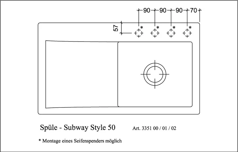 Villeroy & Boch Subway Style 50 Einbauspüle CeramicPlus