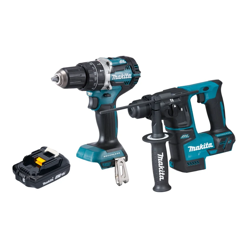 Makita DLX 2278 A1 Akku Kombo Kit + DHP 484 Schlagbohrschrauber 54 Nm + DHR 171 Bohrhammer 1,2 J + 1x Akku 2,0 Ah - ohne Ladegerät