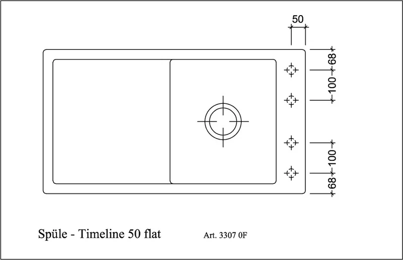 VILLEROY & BOCH SP Timeline 50 flat 865x475mm IB reversibel Keram. Ebony c+