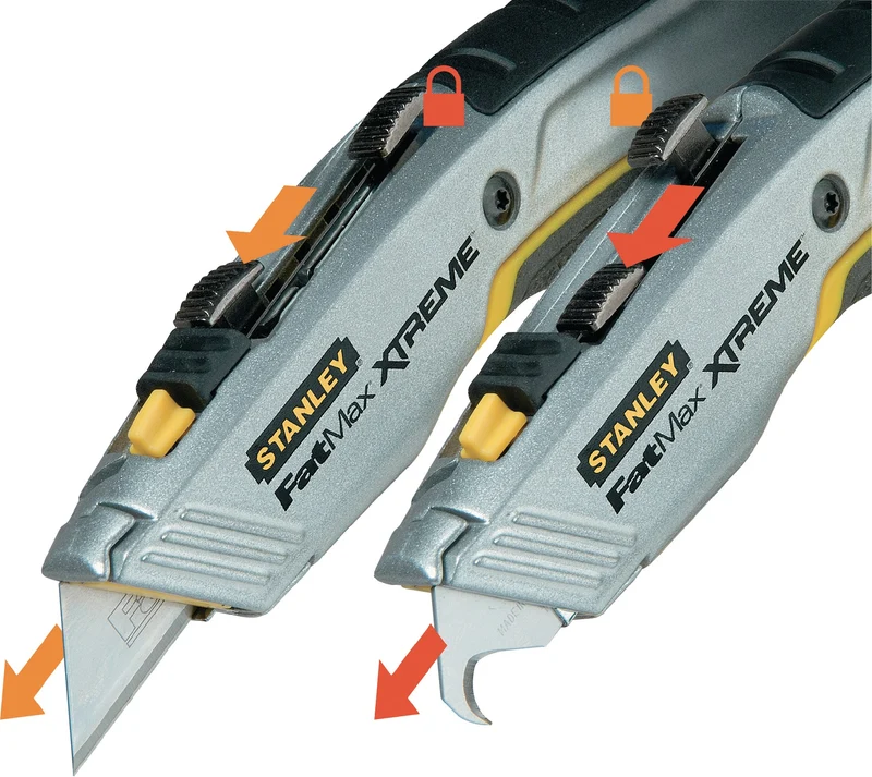 STANLEY FATMAX® PRO 2-IN-1 Universalmesser 180 mm einziehbar mit Haken- und Trapezklinge