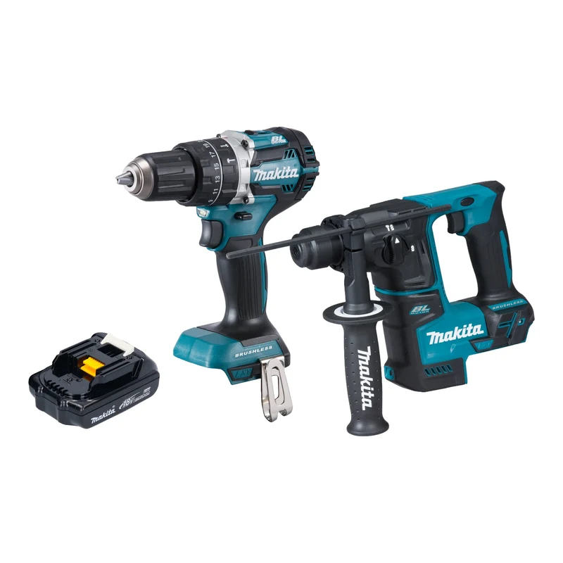 Makita DLX 2278 Y1 Akku Kombo Kit + DHP 484 Schlagbohrschrauber 54 Nm + DHR 171 Bohrhammer 1,2 J + 1x Akku 1,5 Ah - ohne Ladegerät