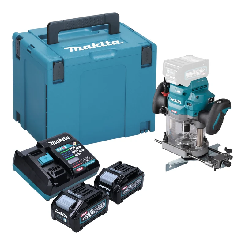 Makita RP 001 GM201 Akku Oberfräse 40 V max. 12 mm Brushless + 2x Akku 4,0 Ah + Ladegerät + Makpac