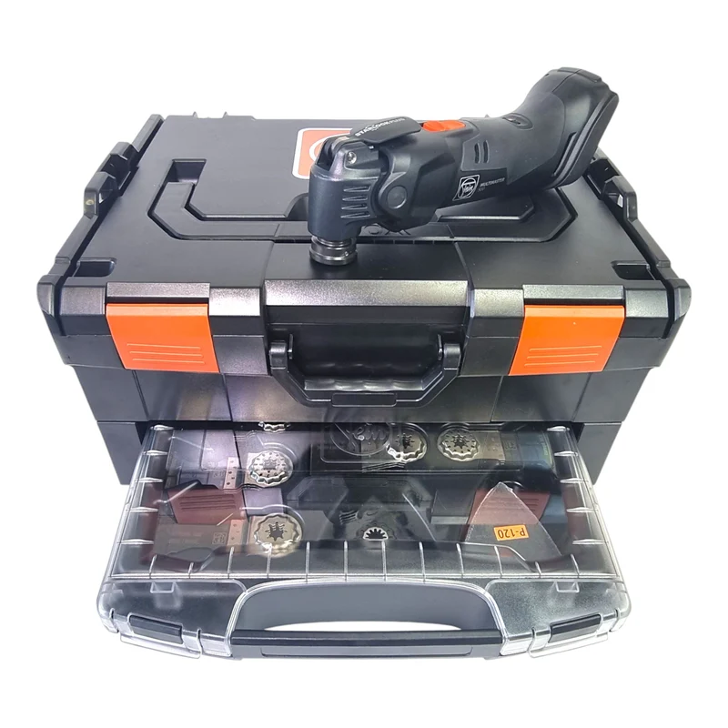 Fein Multimaster AMM 500 Plus AS Akku Multifunktionswerkzeug 18 V Starlock Plus Black Edition + 33 tlg. Zubehör + L-Boxx - ohne Akku, ohne Ladegerät