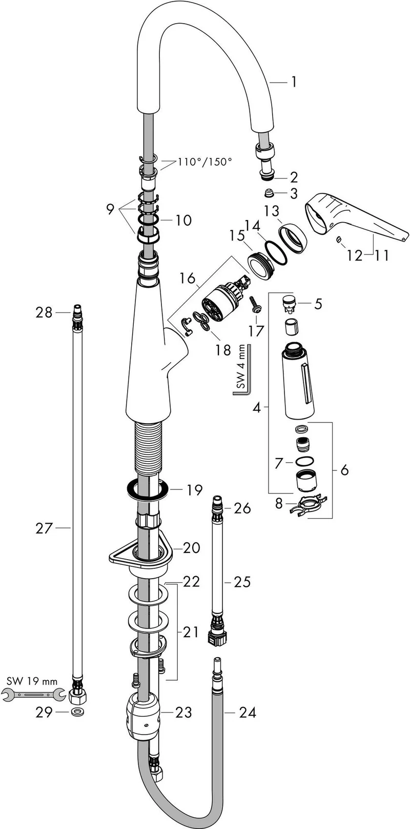 Hansgrohe HG Spültischmischer 200 TALIS M51 Eco mit Ausziehbrause 2jet chrom