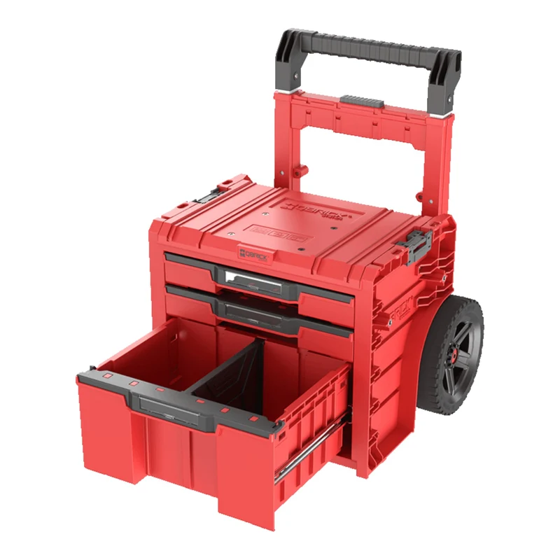 Qbrick System PRO Cart 2.0 Plus Drawer 3 Red Ultra HD Custom mobile Box auf Rädern 520 x 415 x 660 mm 12 l 2x 4,5 l abnehmbarer Doppelteleskopgriff