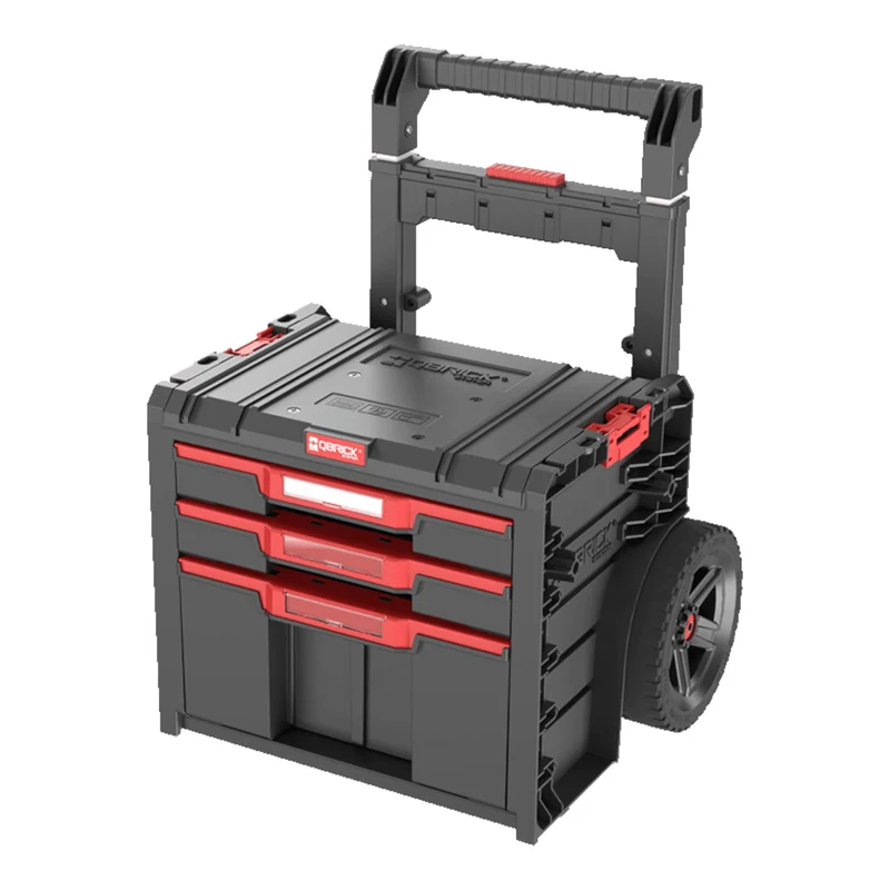 Qbrick System PRO Cart 2.0 Plus Drawer 3 mobile Box auf Rädern 520 x 415 x 660 mm 12 l 2x 4,5 l abnehmbarer Doppelteleskopgriff