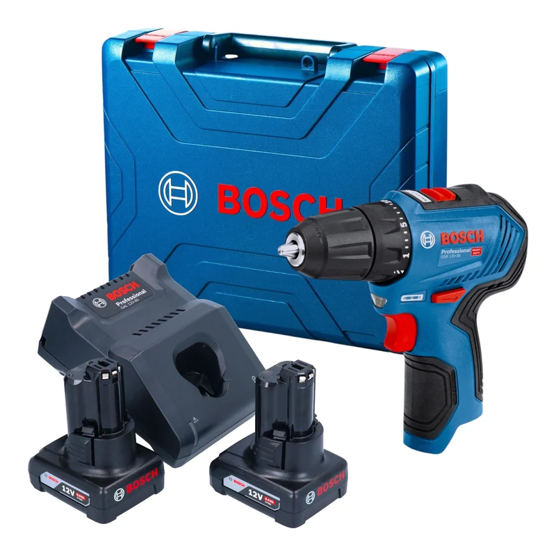 Bosch GSR 12V-30 Professional Akku Bohrschrauber 12 V 30 Nm Brushless + 2x Akku 6,0 Ah + Ladegerät + Koffer