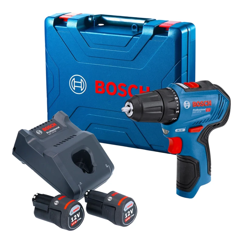 Bosch GSR 12V-30 Professional Akku Bohrschrauber 12 V 30 Nm Brushless + 2x Akku 3,0 Ah + Ladegerät + Koffer