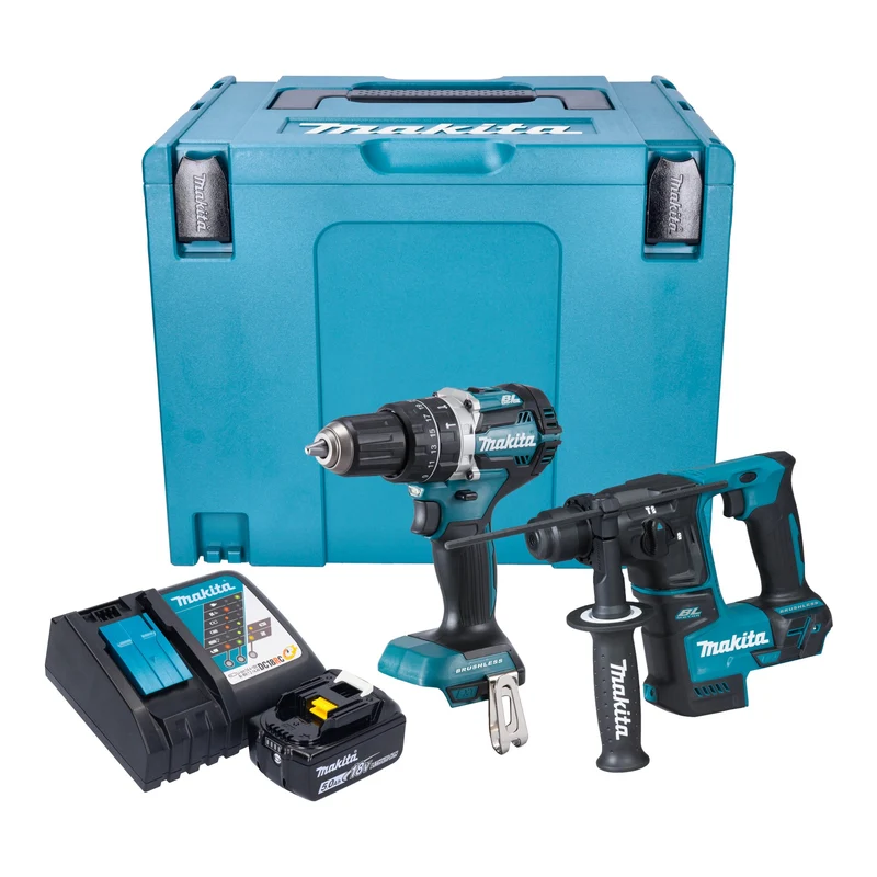 Makita DLX 2278 RT1J Akku Kombo Kit + DHP 484 Schlagbohrschrauber 54 Nm + DHR 171 Bohrhammer 1,2 J + 1x Akku 5,0 Ah + Ladegerät + Makpac