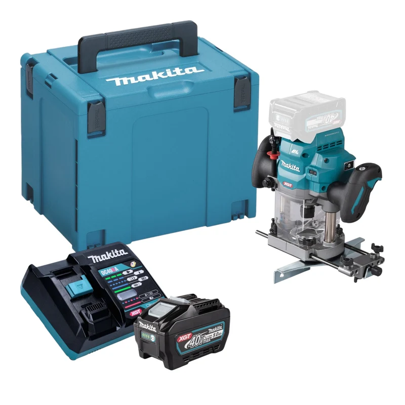 Makita RP 001 GT101 Akku Oberfräse 40 V max. 12 mm Brushless + 1x Akku 5,0 Ah + Ladegerät + Makpac