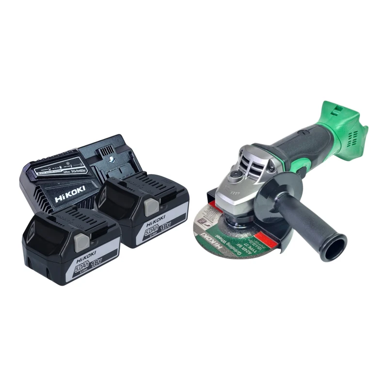 HiKOKI G18 DSL2 W5Z Akku Winkelschleifer 18 V 125 mm + 2x Akku 5,0 Ah + Ladegerät