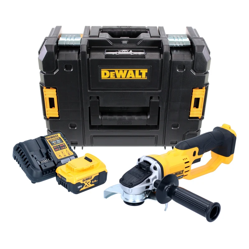 DeWalt DCG 412 P1T Akku Winkelschleifer 18 V 125 mm + 1x Akku 5,0 Ah + Ladegerät + TSTAK